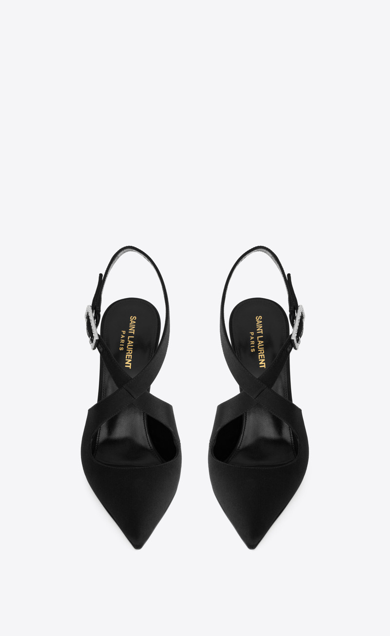 SAINT LAURENT spontini slingback pumps in satin crepe outlook