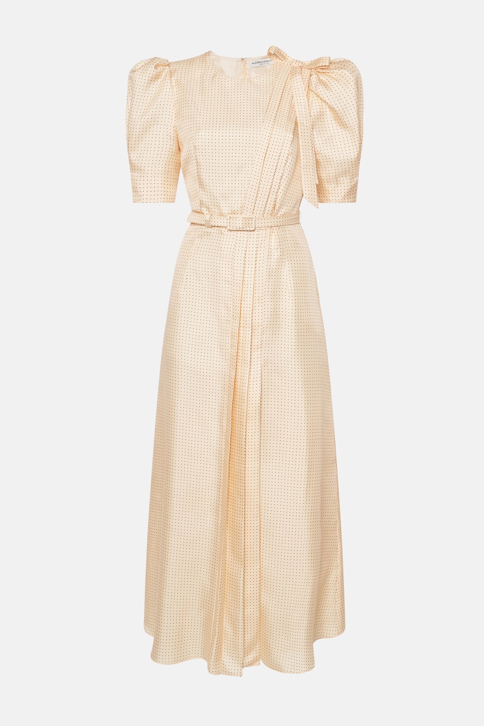 POLKA DOT PRINT SILK TWILL DRESS WITH BELT - 1