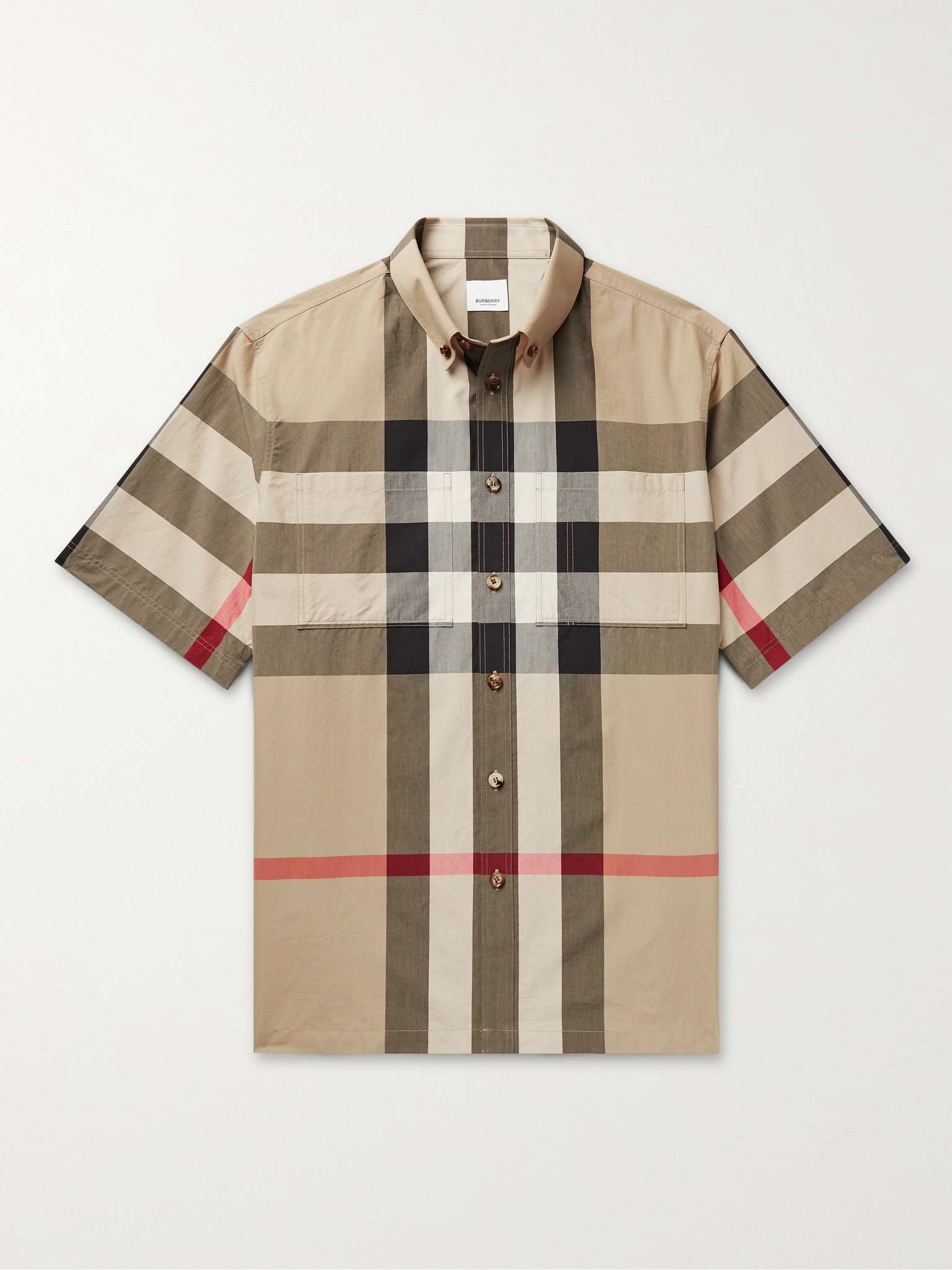 Button-Down Collar Checked Cotton-Poplin Shirt - 1