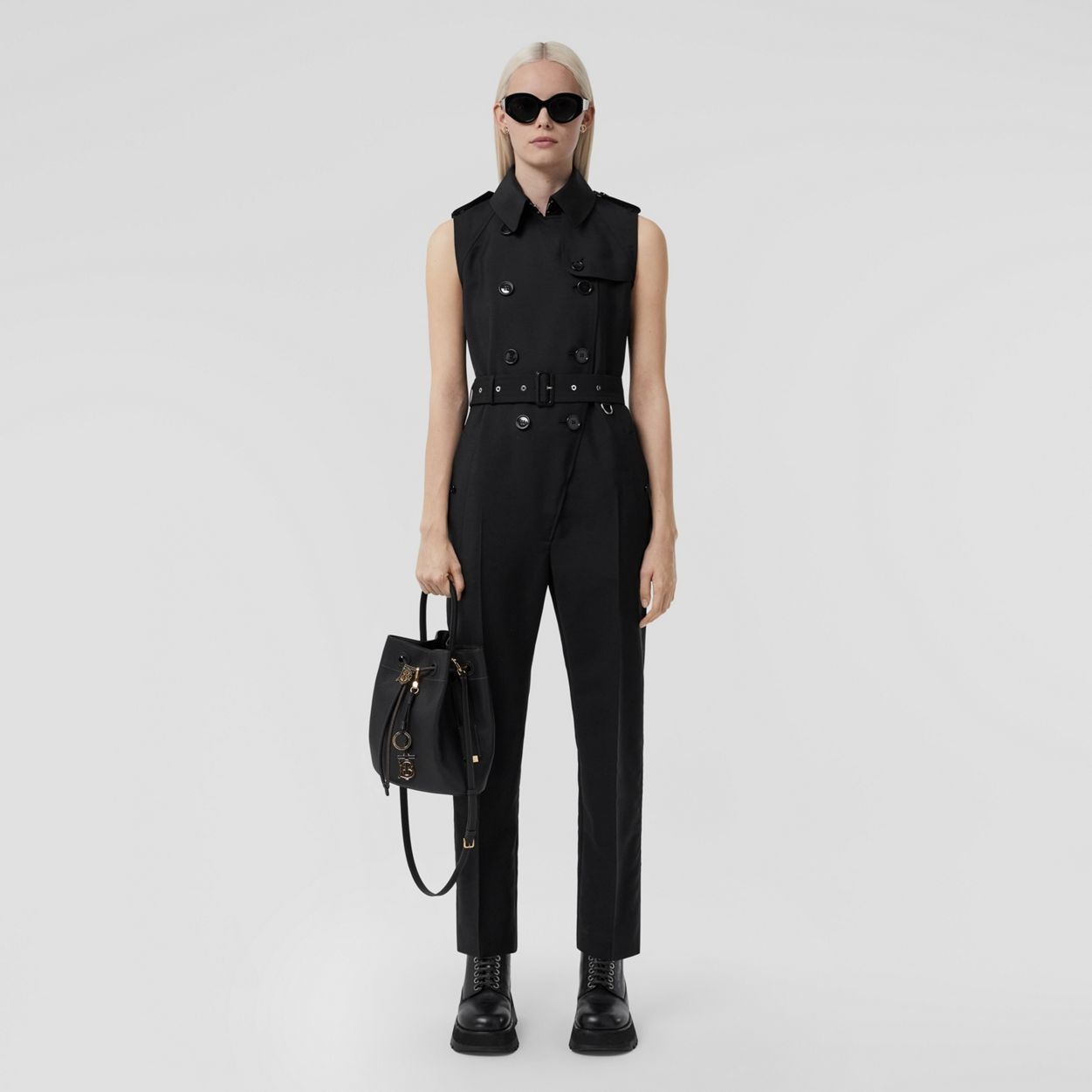 Sleeveless Mohair Wool Trench Jumpsuit - 2