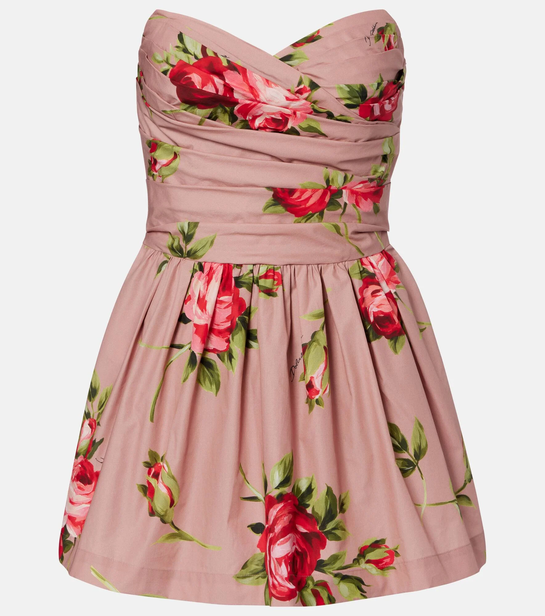 Floral strapless cotton minidress - 1