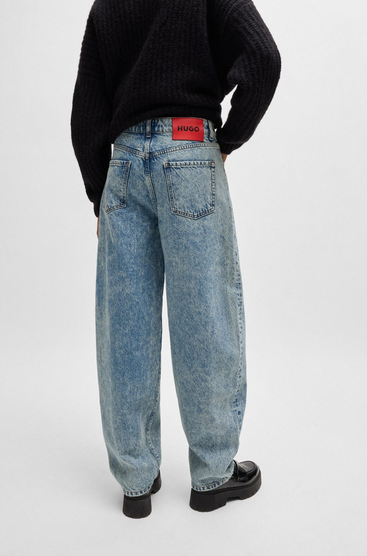 BLUE STRAIGHT-FIT JEANS WITH WIDE LEG - 4