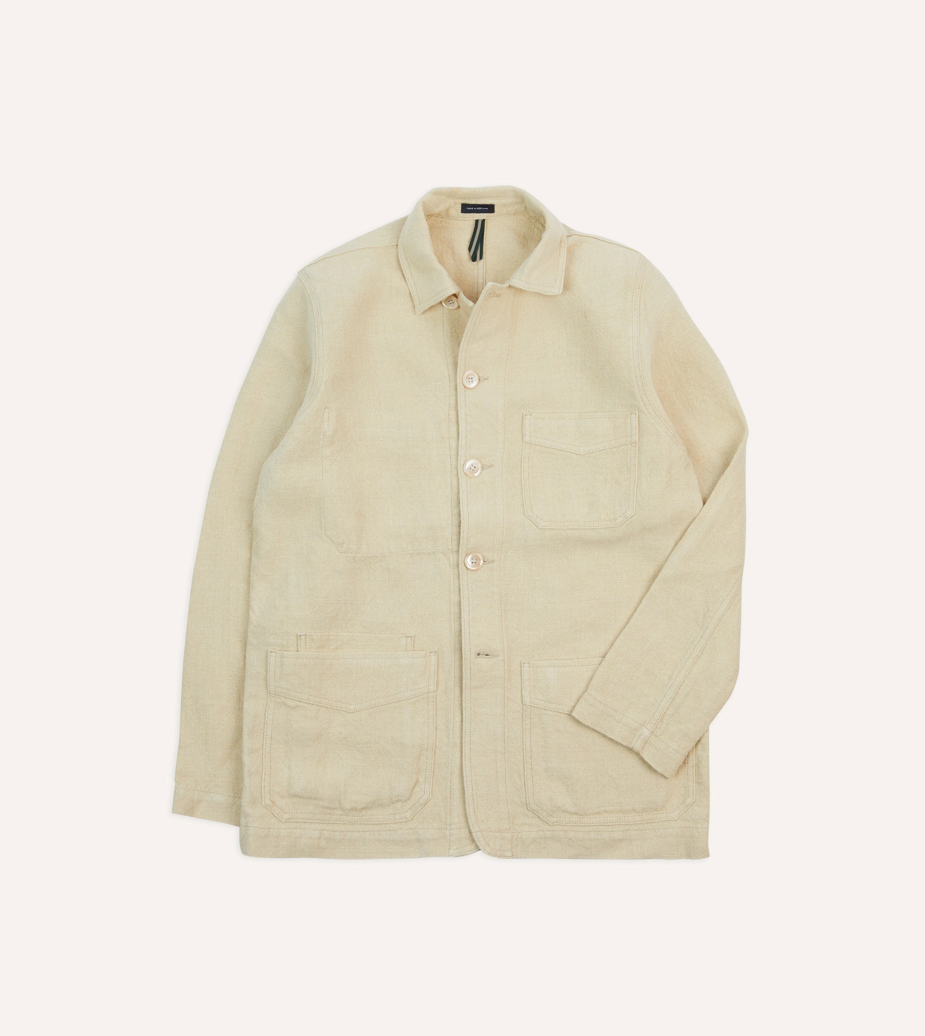 Ecru Linen Five-Pocket Chore Jacket - 1