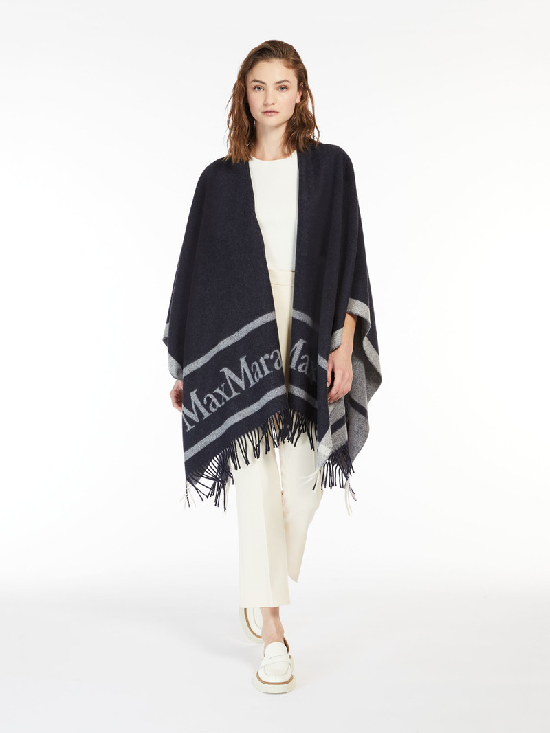 Max Mara HILDE Wool cloak with fringes outlook