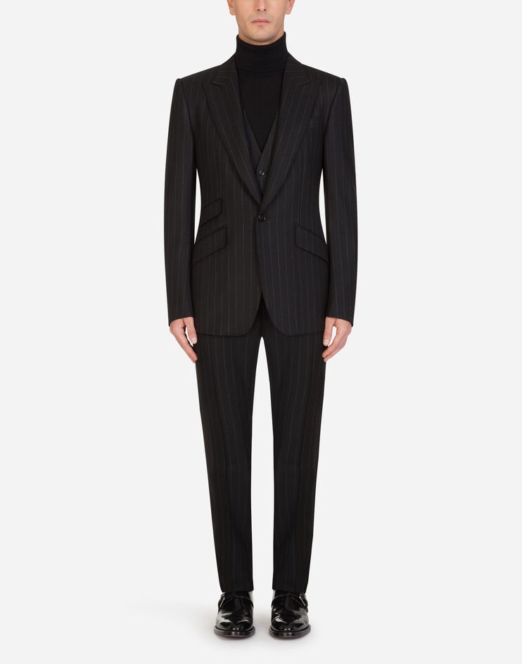 Pinstripe Sicilia-fit suit in stretch wool - 1