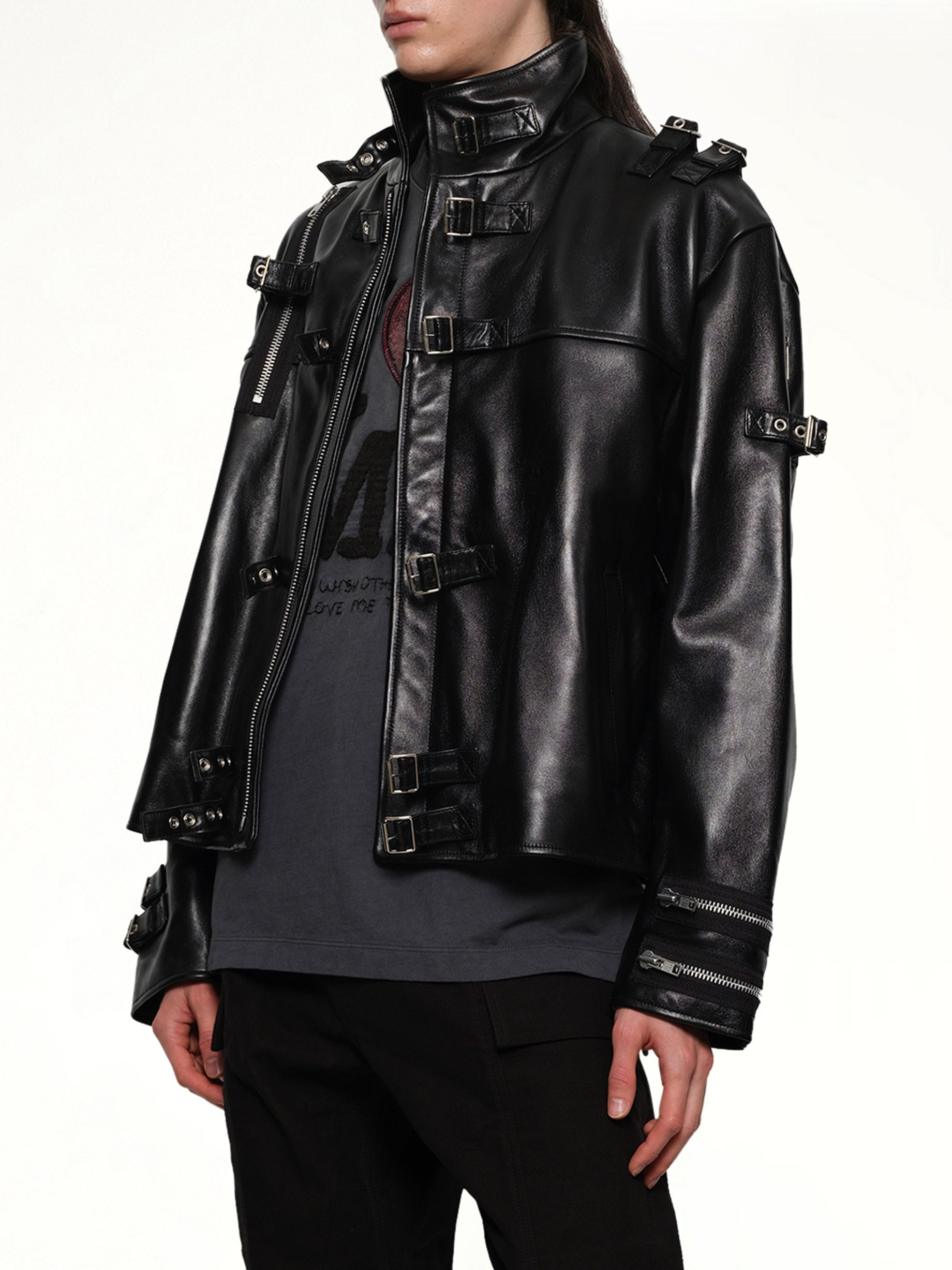 Buckle Overload Leather Jacket in Black - 6