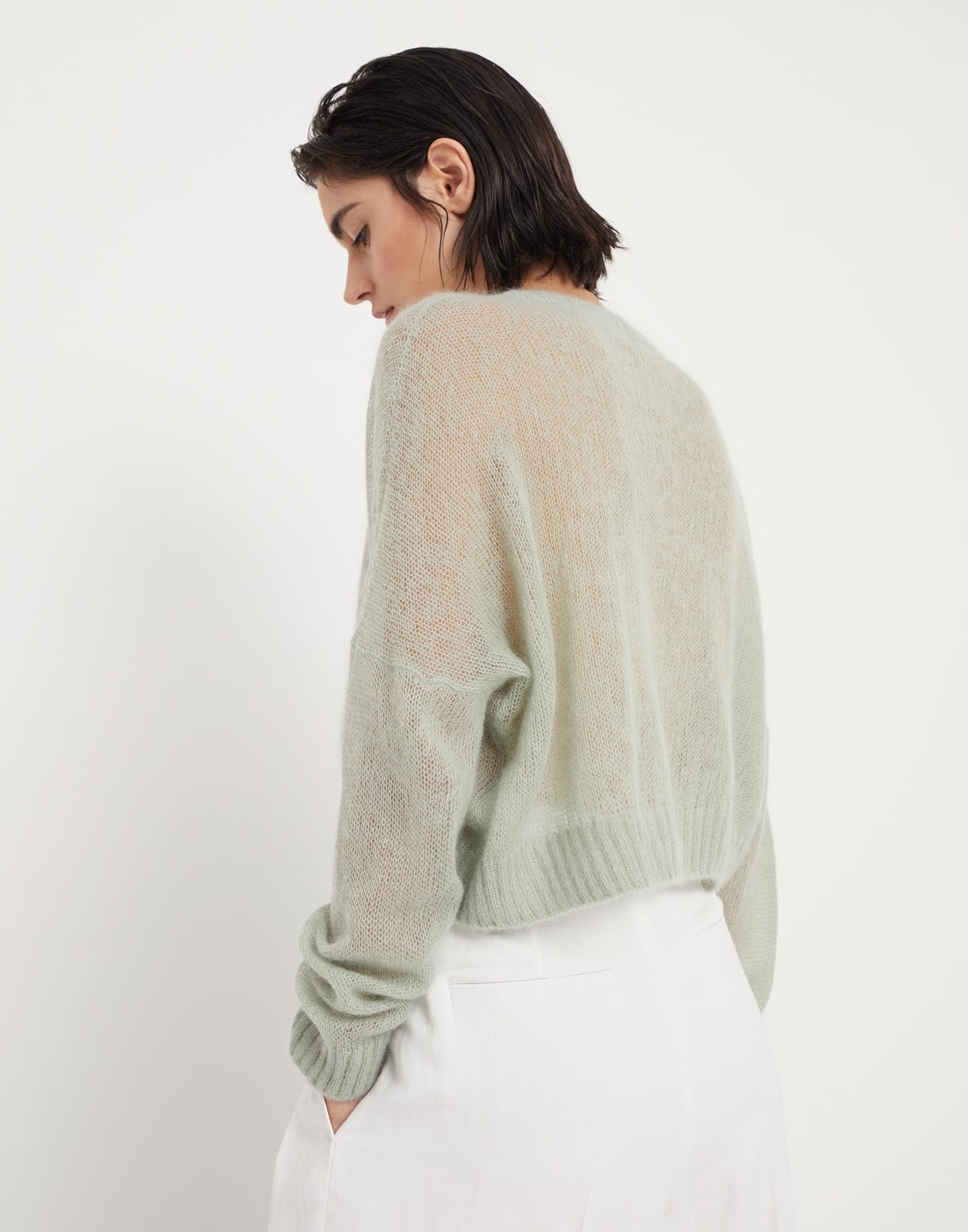Cropped mohair and wool sweater with monili - 2