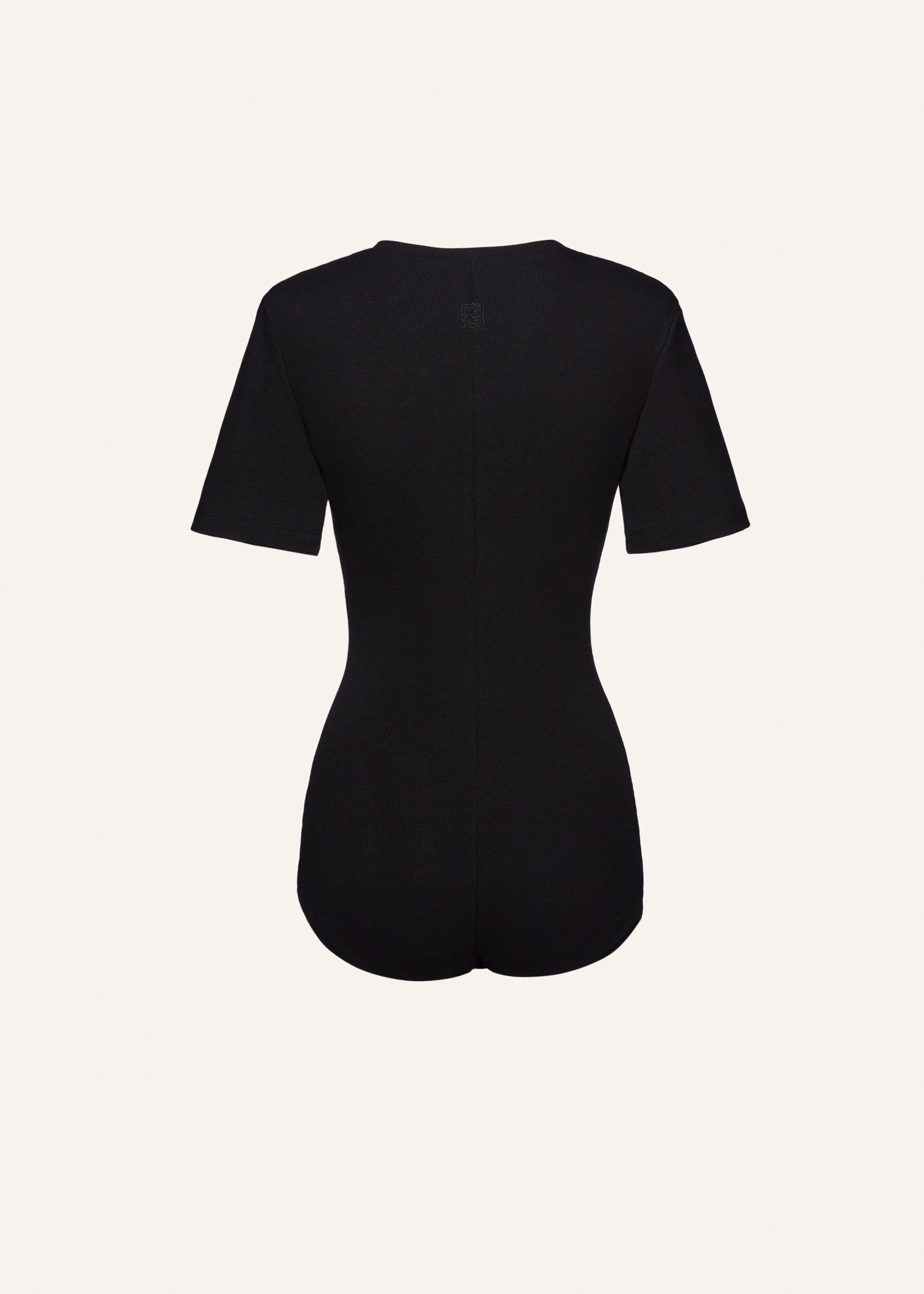 Ribbed short sleeve bodysuit in black - 2