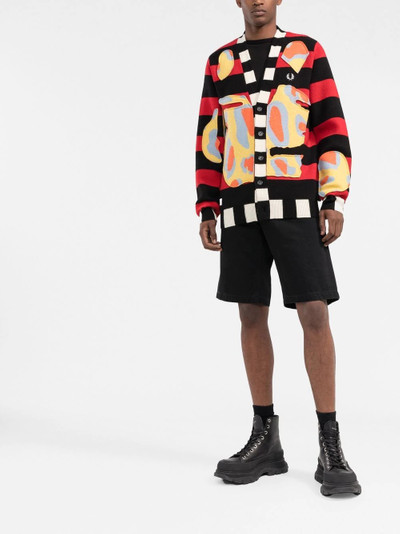 Fred Perry x Charles Jeffrey LOVERBOY intarsia-knit cardigan outlook