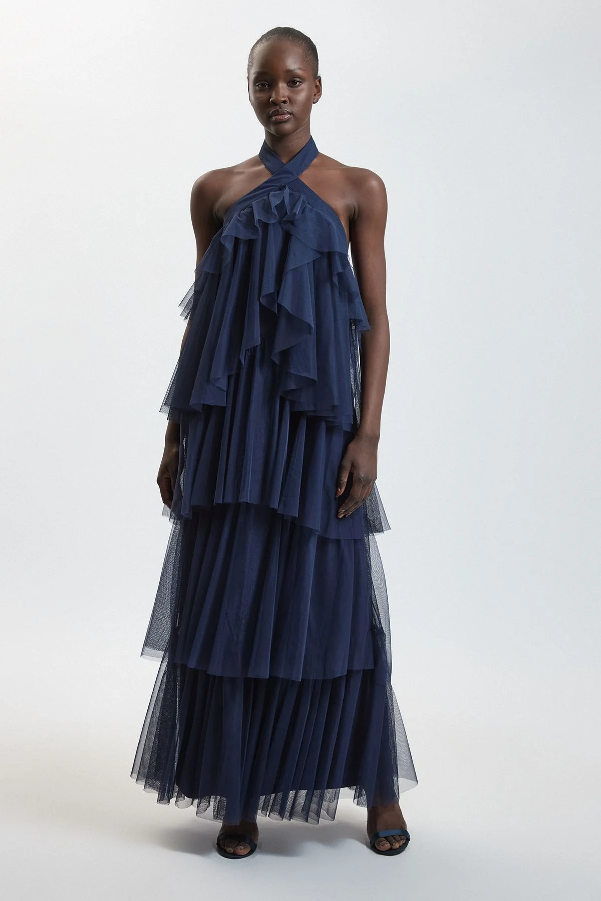 Layered Tulle Halterneck Maxi Dress - 1