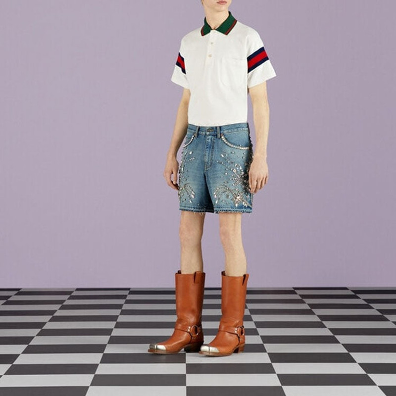 GUCCI Gucci Cotton Jersey Polo With Web 'White' 713997-XJETR-9088 outlook