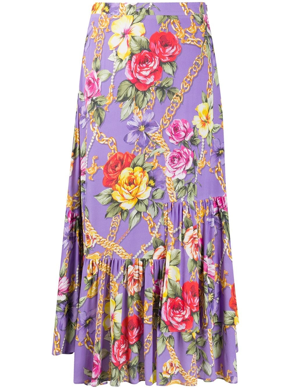 floral chain print maxi skirt - 1