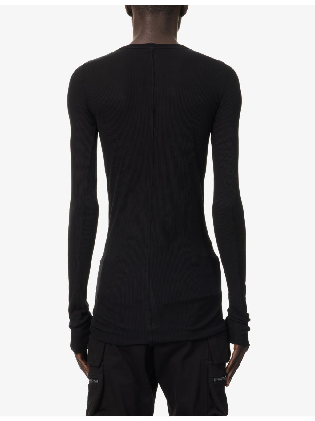 Ribbed Crew-Neck Slim-Fit Woven-Blend Top - 4