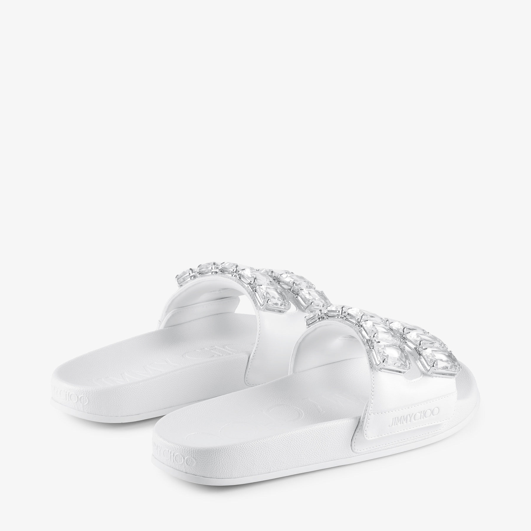 Fitz/Crystal
White Nappa Leather Crystal Slides - 6