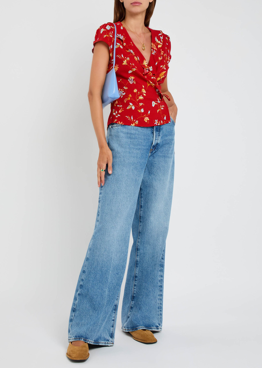 Reformation Clemence Floral-print Crepe Wrap top - 4