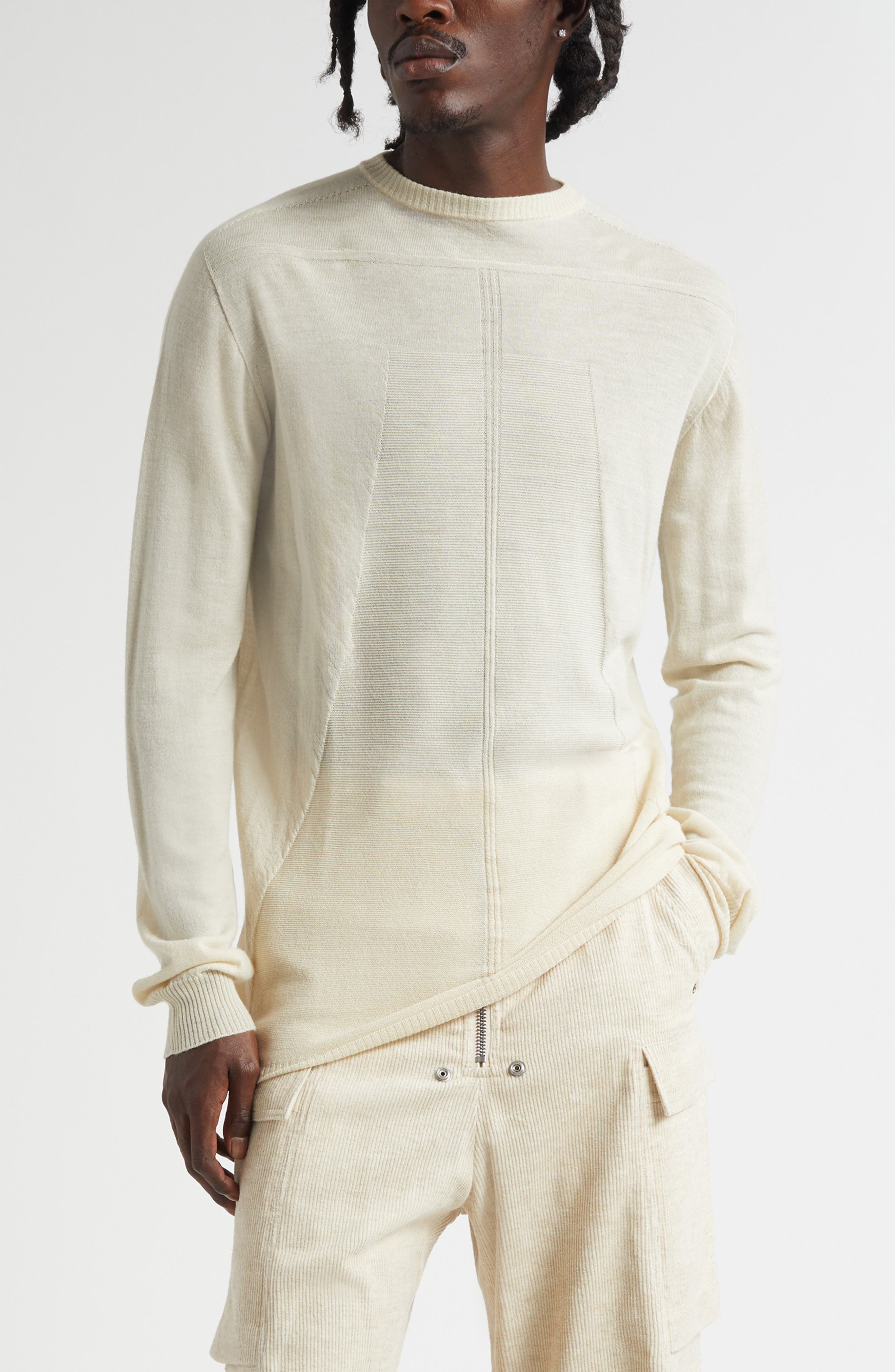 Rick Owens Level Oversize Virgin Wool Sweater in Natural at Nordstrom - 1