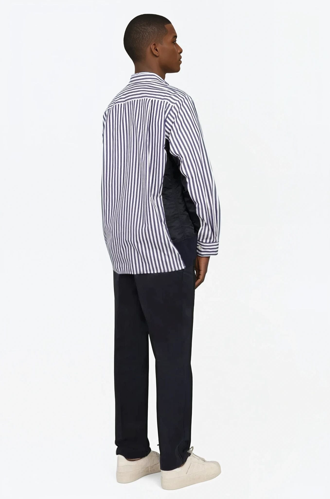 COTTON POPLIN SHIRT | NAVY STRIPE - 3