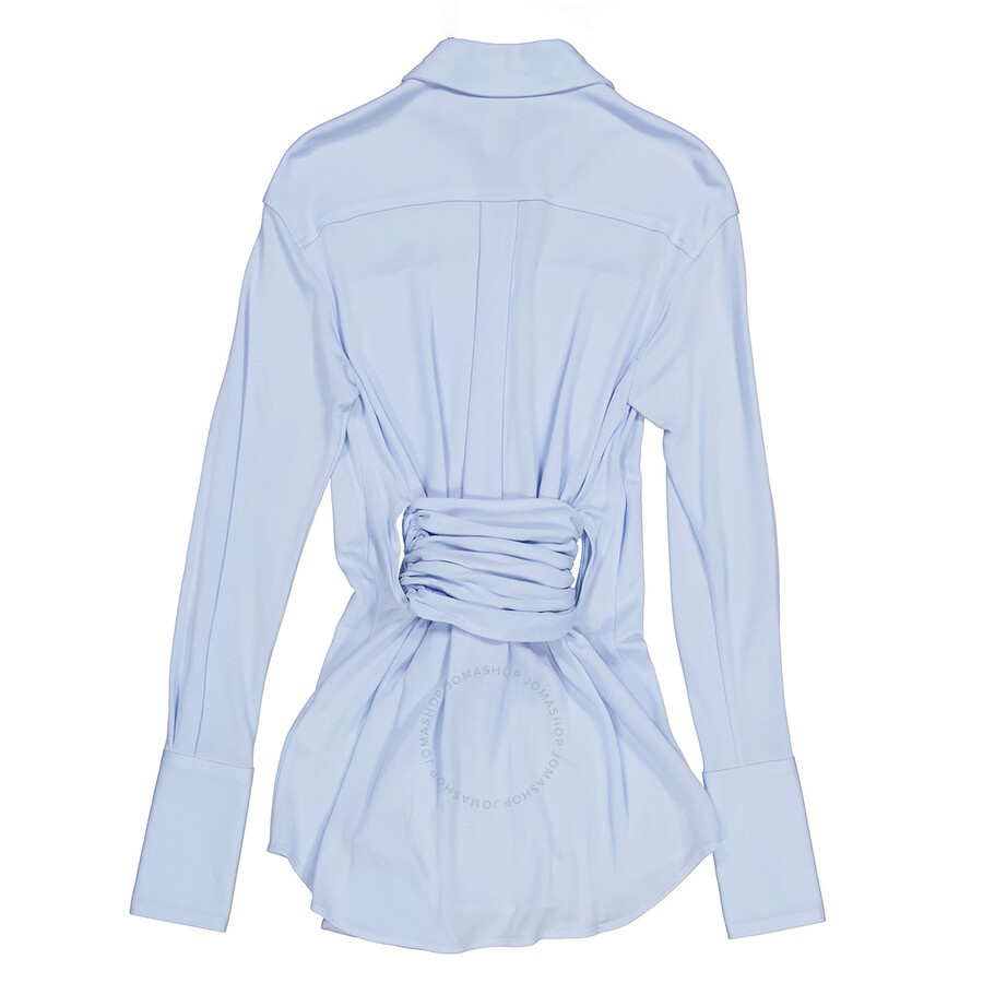 Burberry Ladies Pale Blue Sash Detail Jersey Oversized Shirt - 2