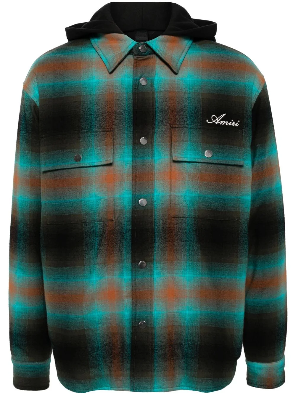 check embroidered-logo shirt jacket - 1