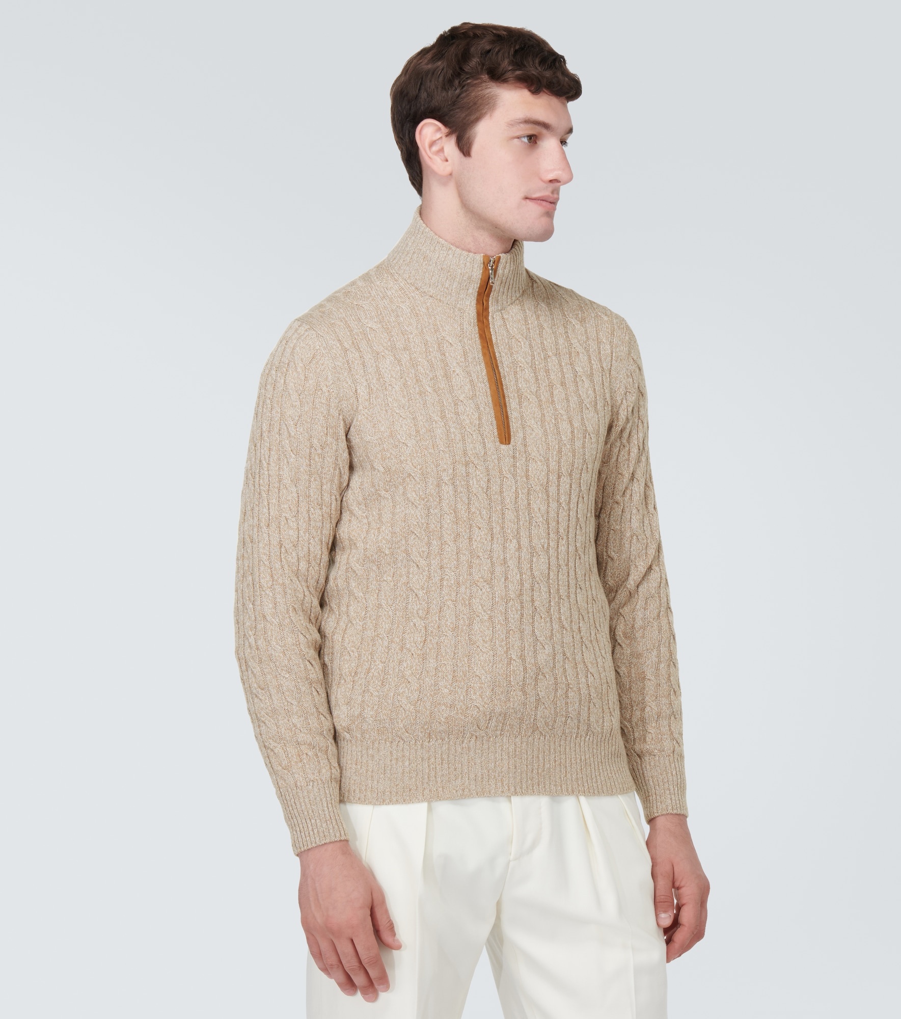 Mezzocollo cable-knit cashmere sweater - 3
