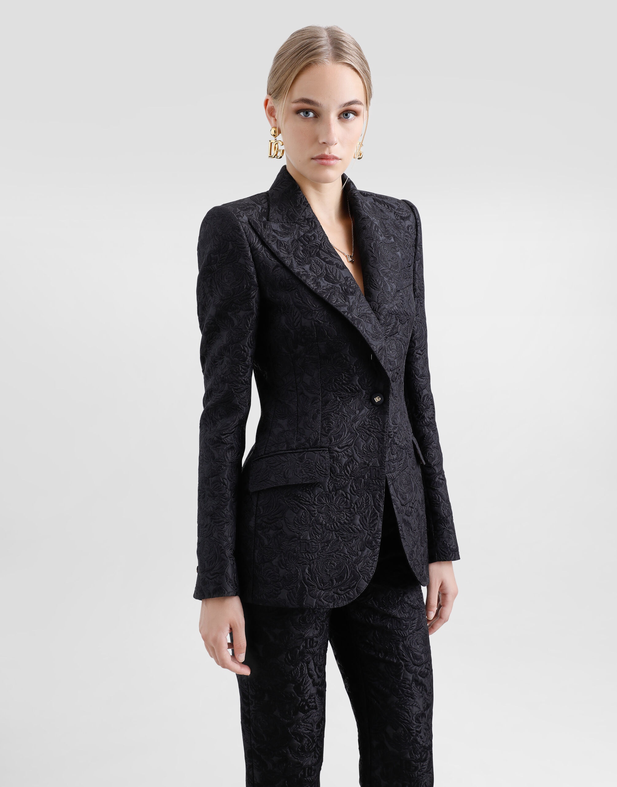 Single-breasted floral quilted jacquard Turlington jacket - 4