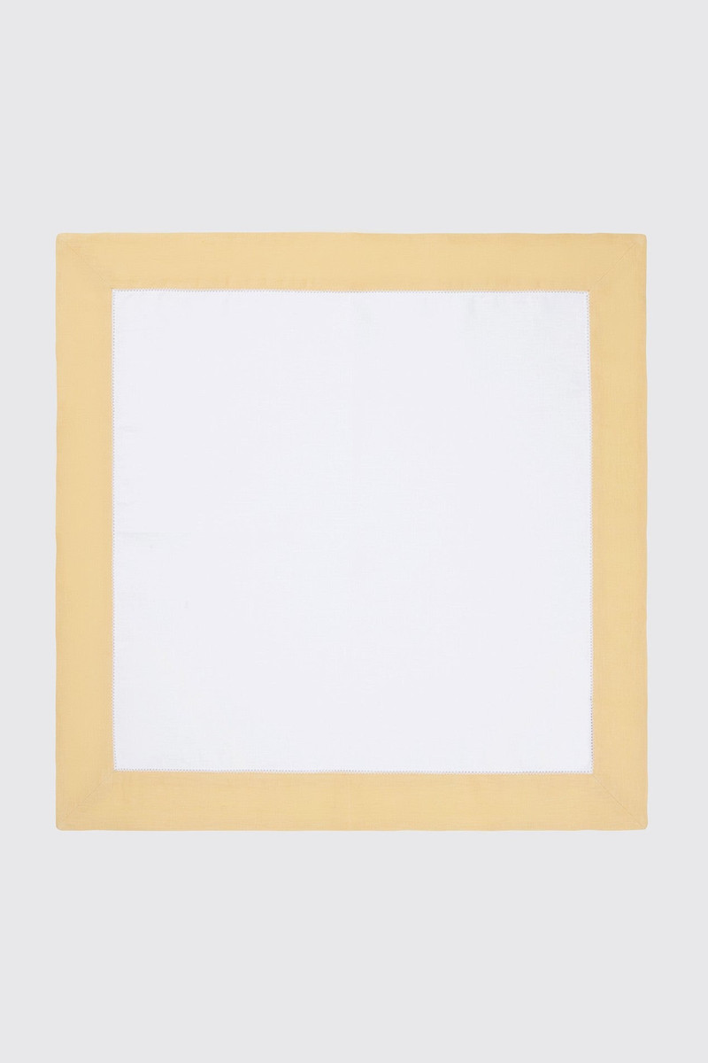 Set of 4 Ravenna Napkins in White & Yellow Linen 1