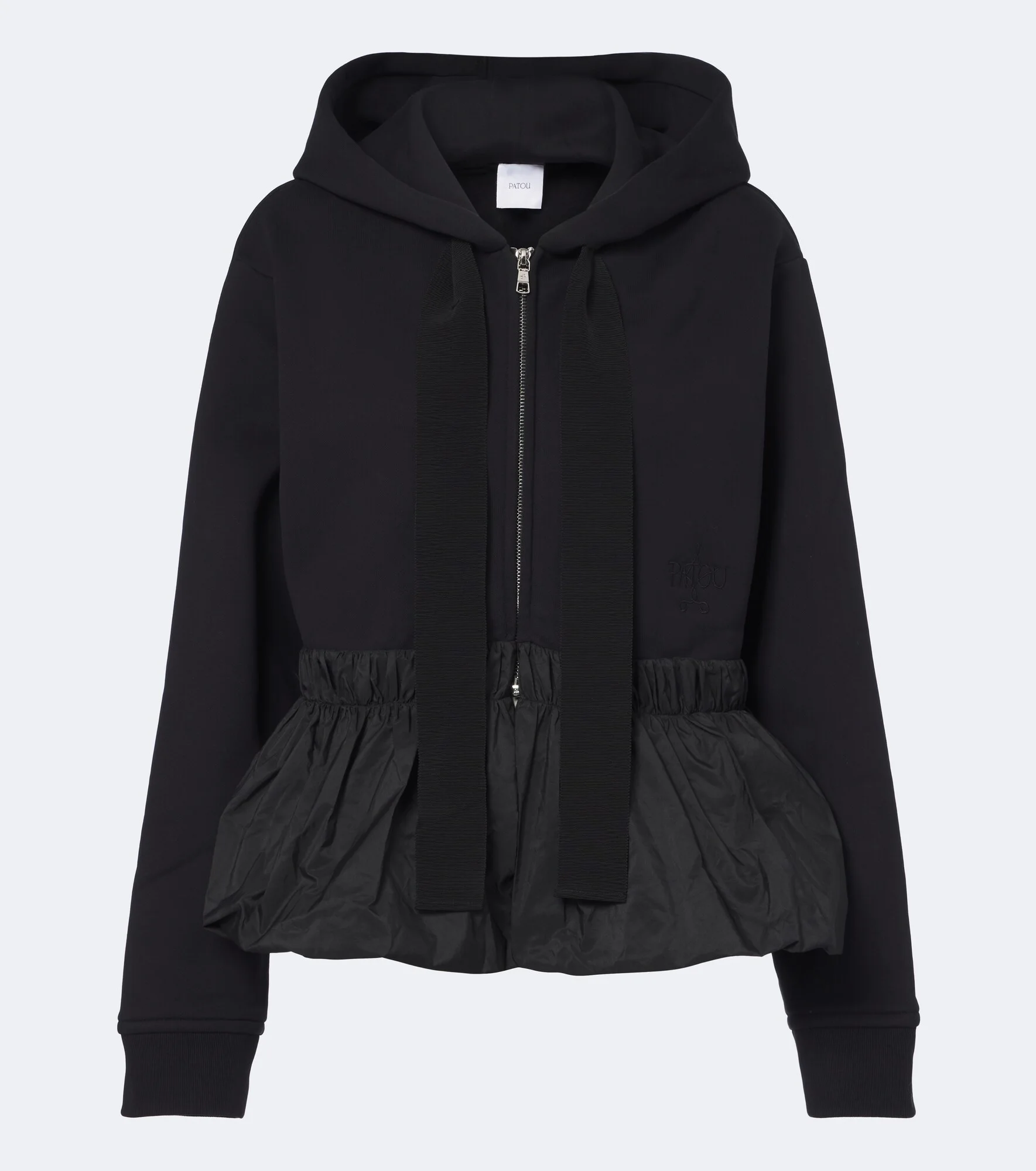 Peplum cotton zip-up hoodie - 1