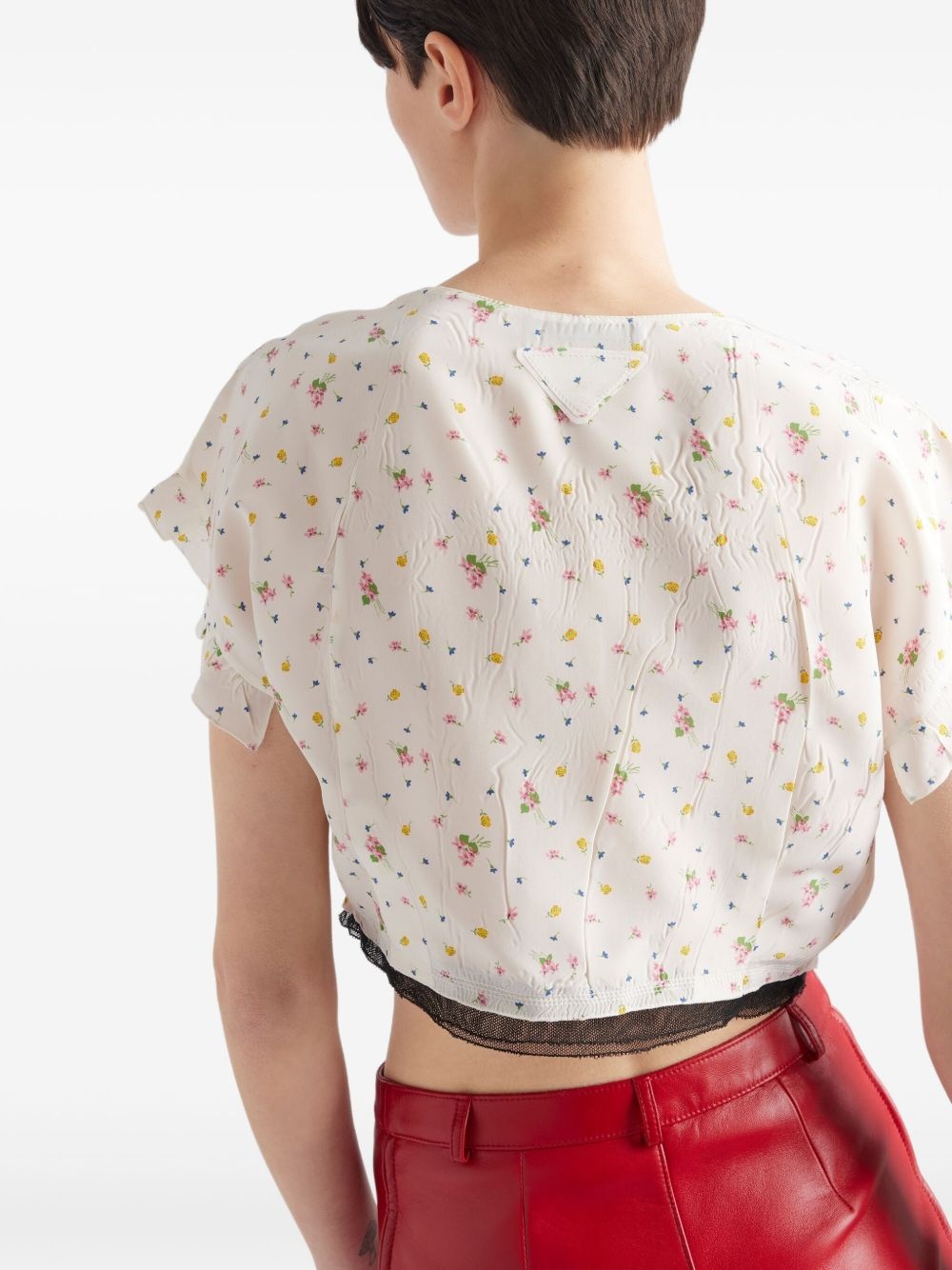 floral-print crop top - 5