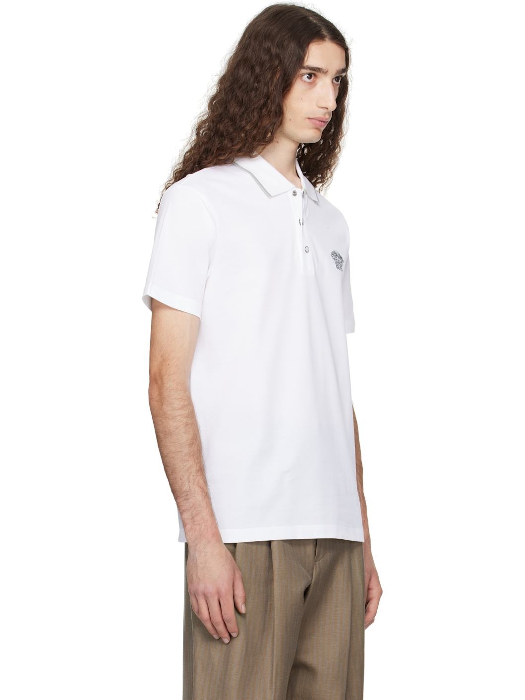 White Embroidered Polo - 2