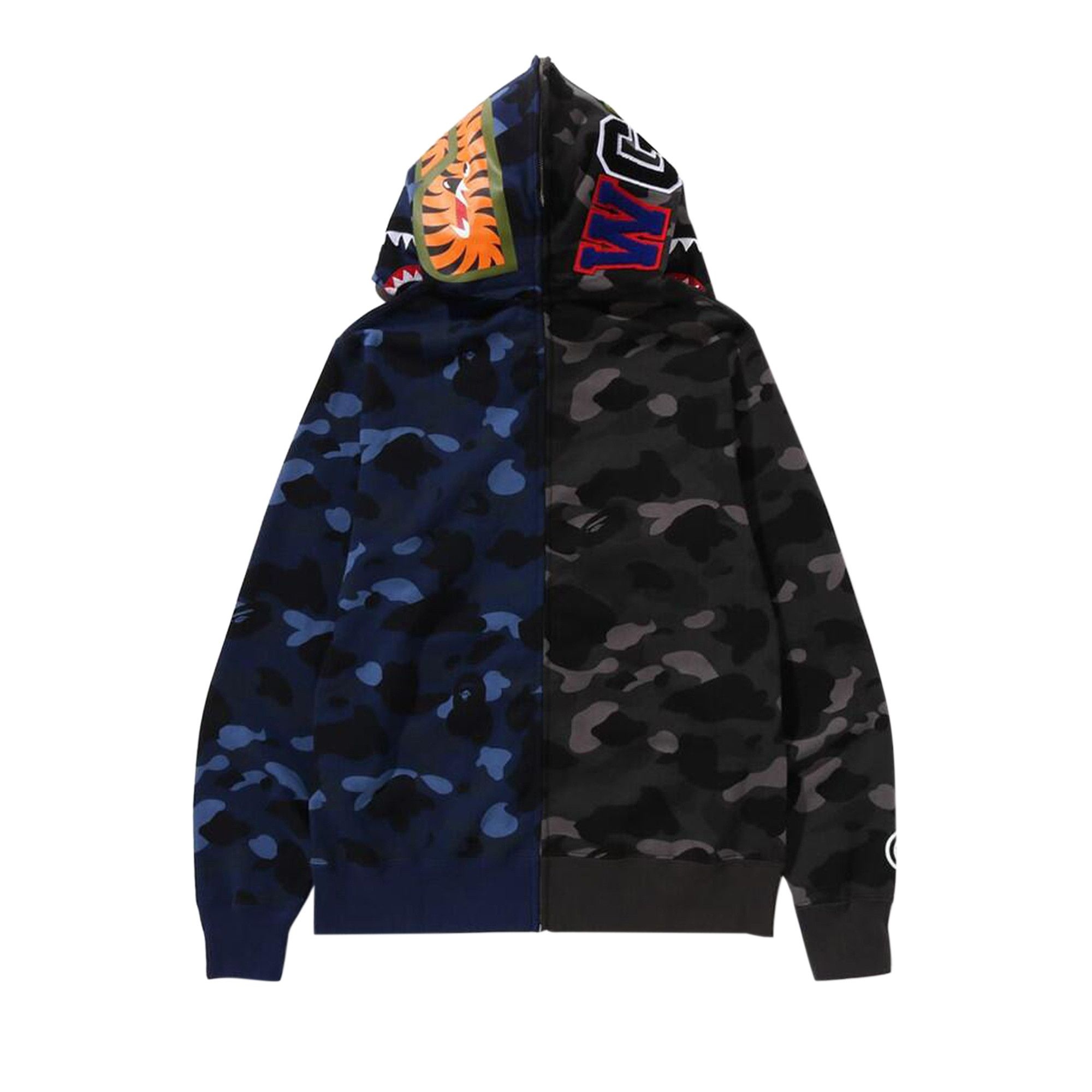 BAPE Color Camo Separate Shark Full Zip Hoodie 'Black/Navy' - 2