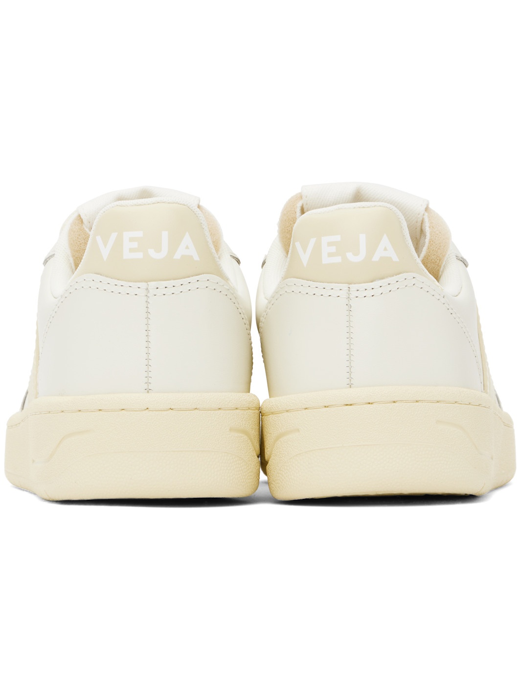 Off-White & Beige V-10 Leather Sneakers - 2