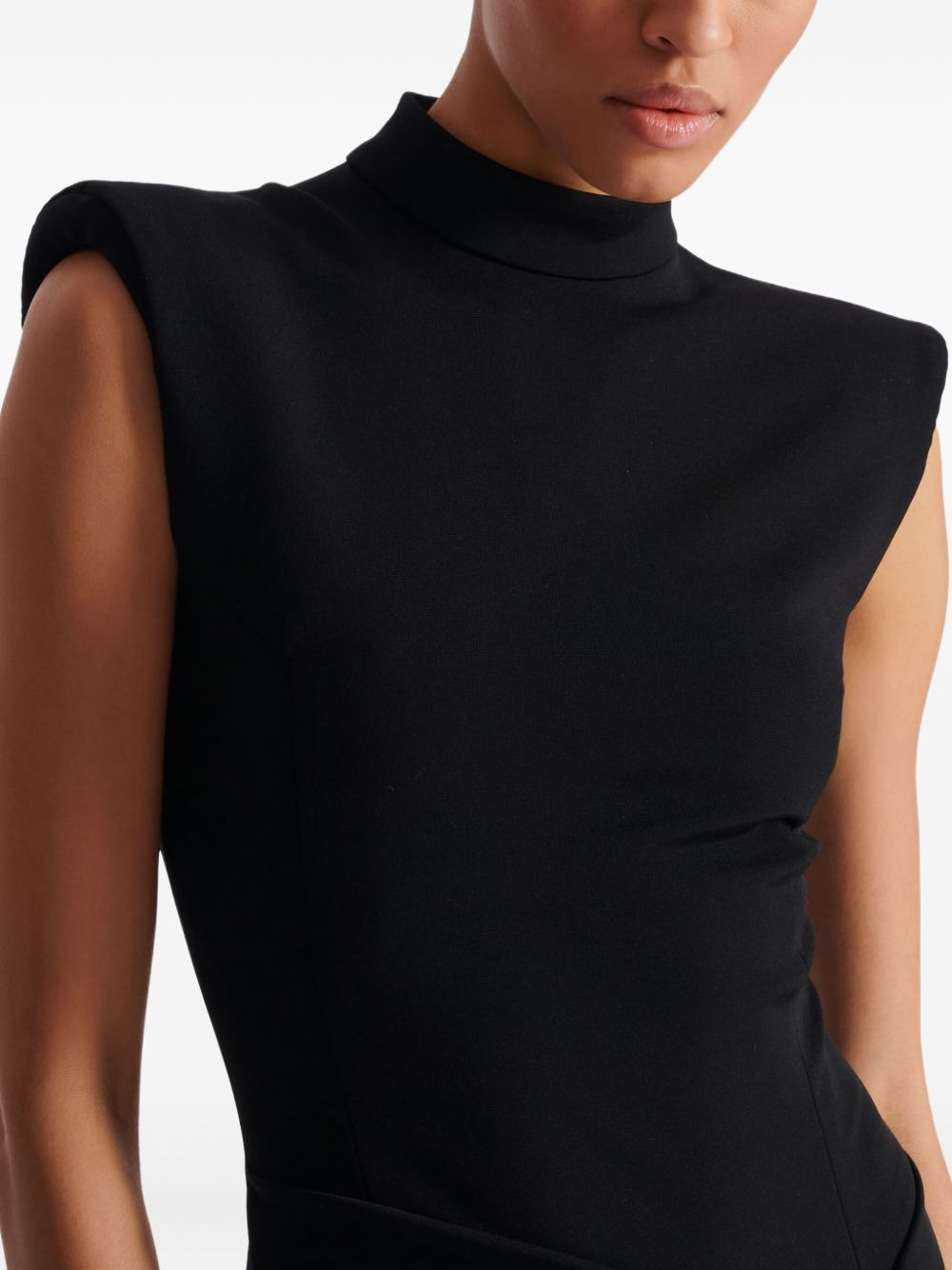zip-detail shoulder-pad maxi dress - 5