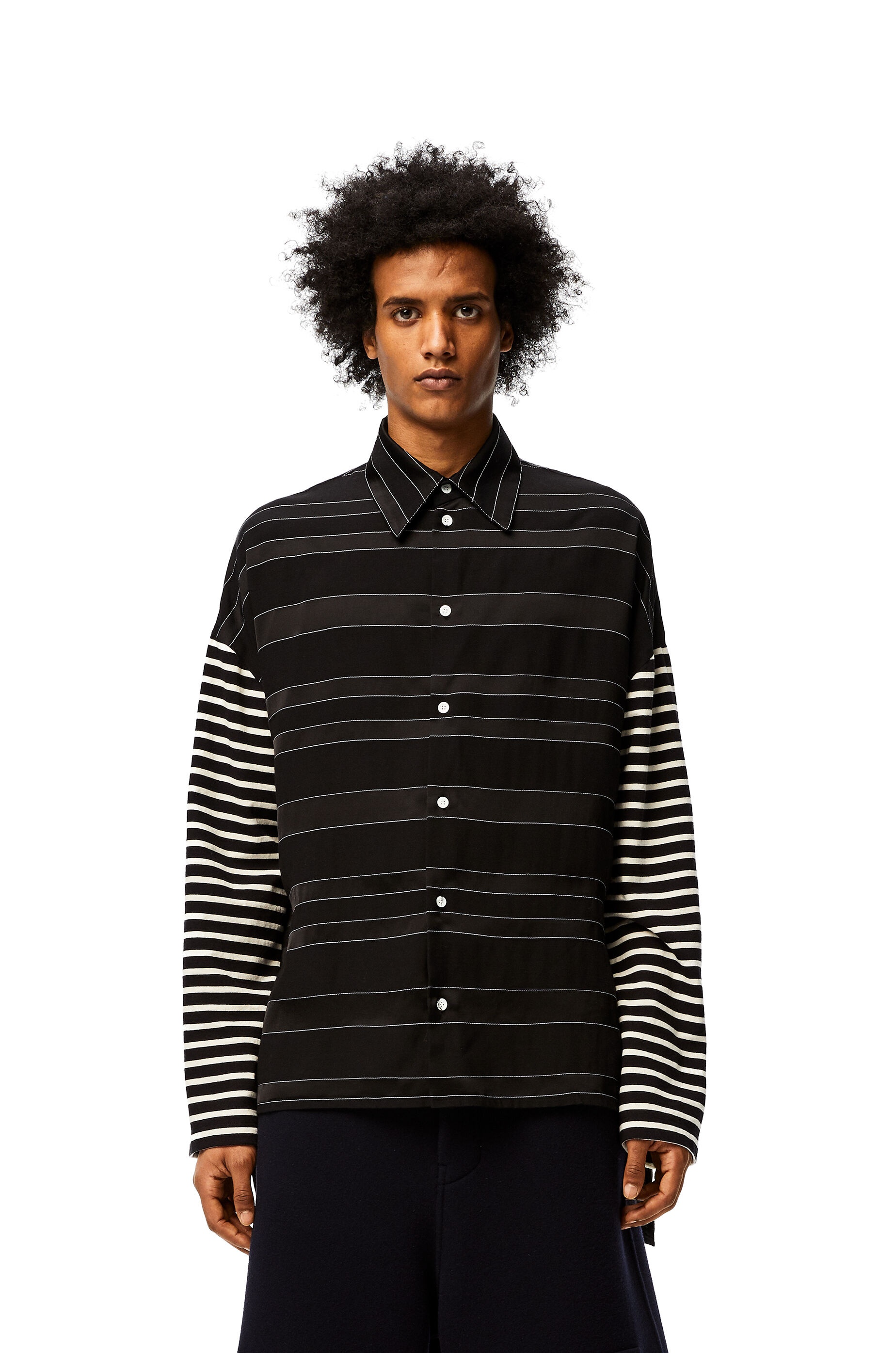 Long sleeve shirt in striped cotton - 3