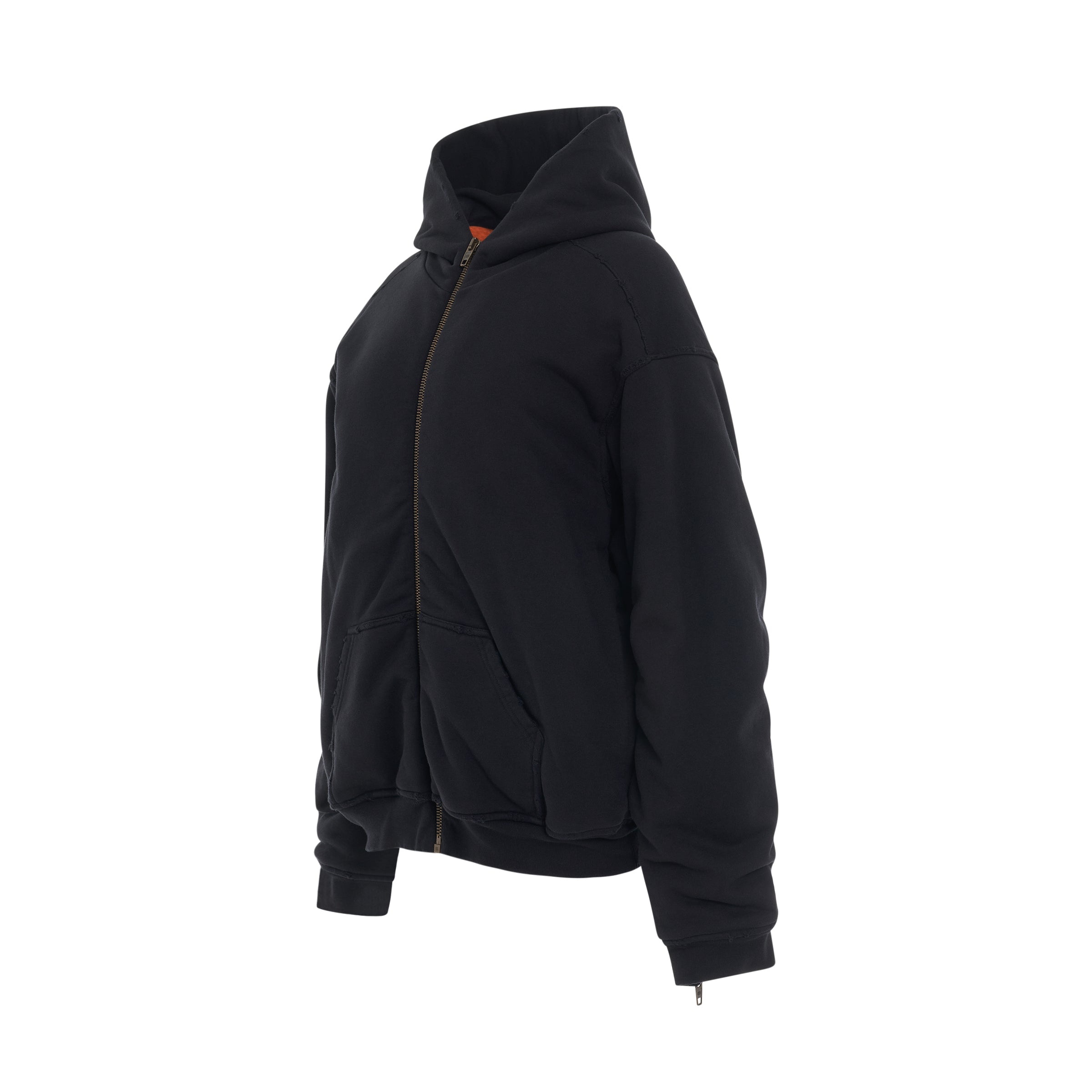 Offshore Zip-up Hoodie Medium Fit in Black Faded