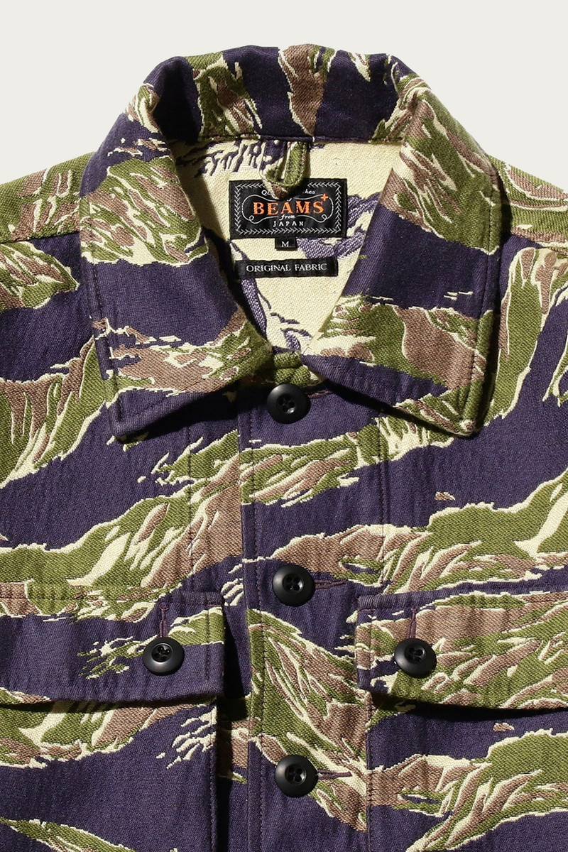 BEAMS PLUS MIL SHT-JACKET - Tiger Stripe Jacquard outlook