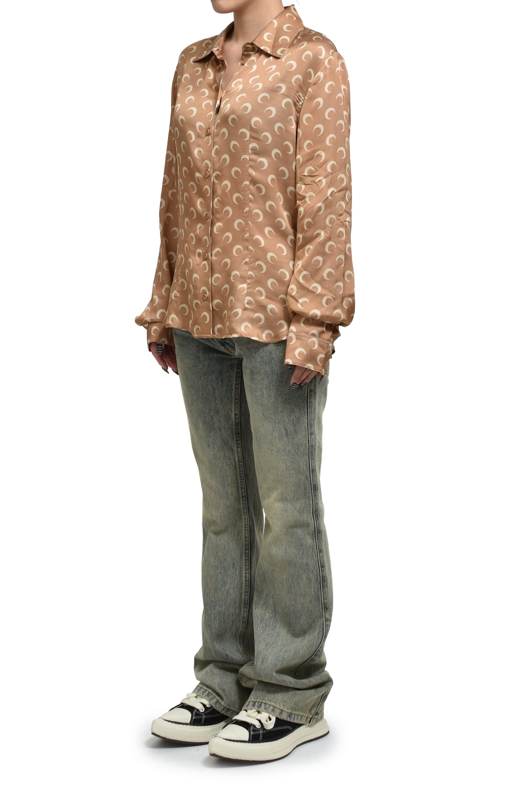 MOON SATIN SHIRT BLOUSE / D CAMEL - 4