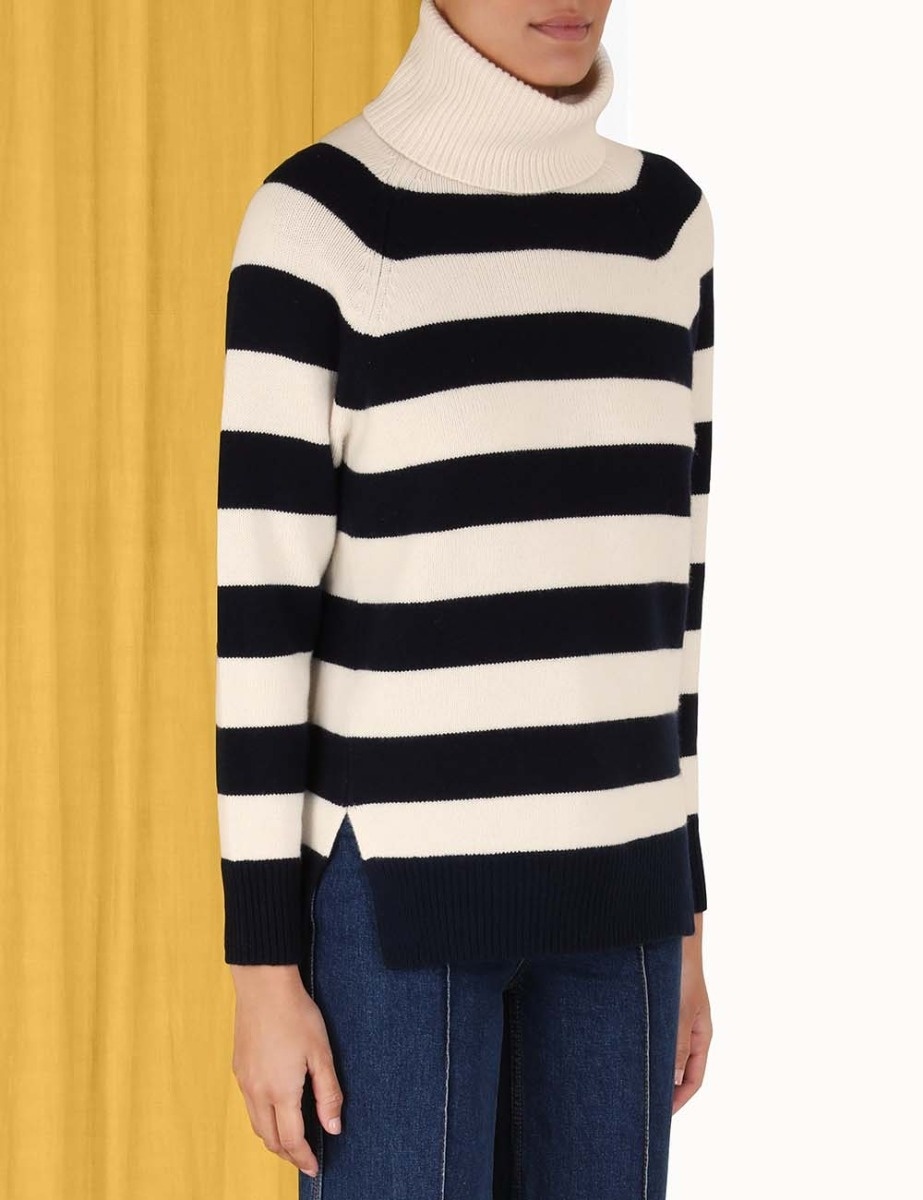 STRIPED ROLL NECK SWEATER - 5