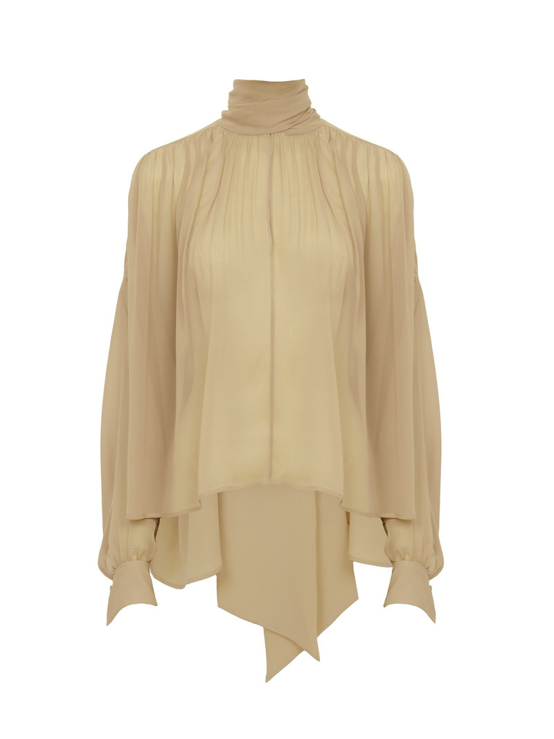 BOXY LAVALLIÈRE BLOUSE IN SILK GEORGETTE 1