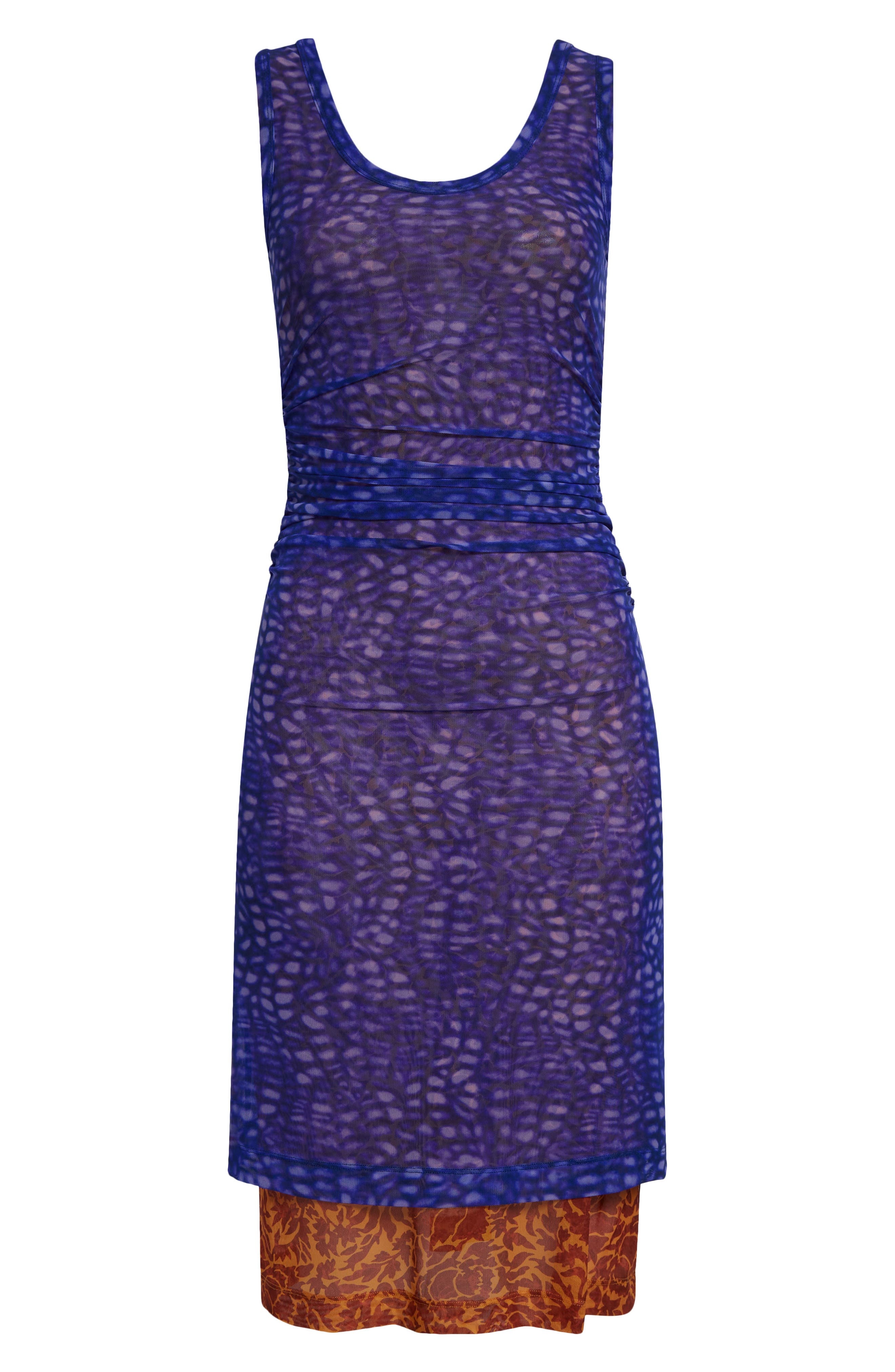 Dries Van Noten Hoges Mixed Print Layered Mesh Dress in Purple at Nordstrom - 5