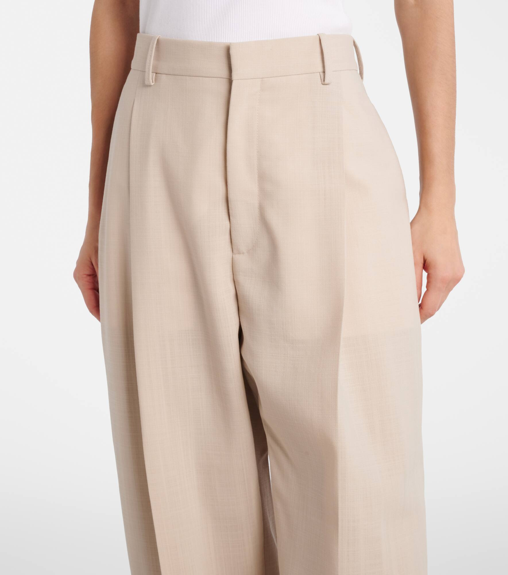 Mid-rise wool straight pants - 4