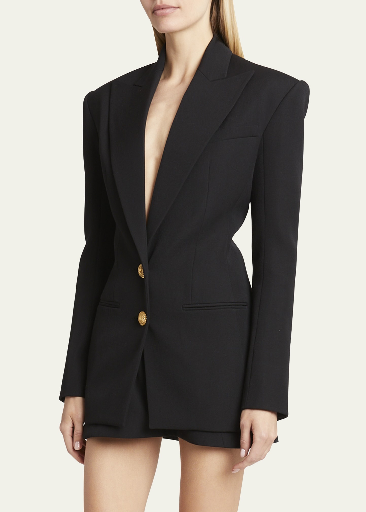 Two-Button Fitted Blazer Jacket - 4