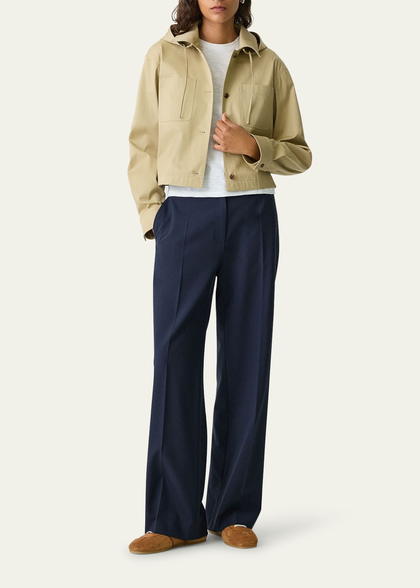 Hooded Cropped Cotton Jacket - 2