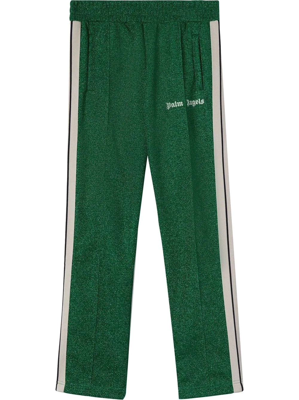 metallic logo-embroidered track pants - 1