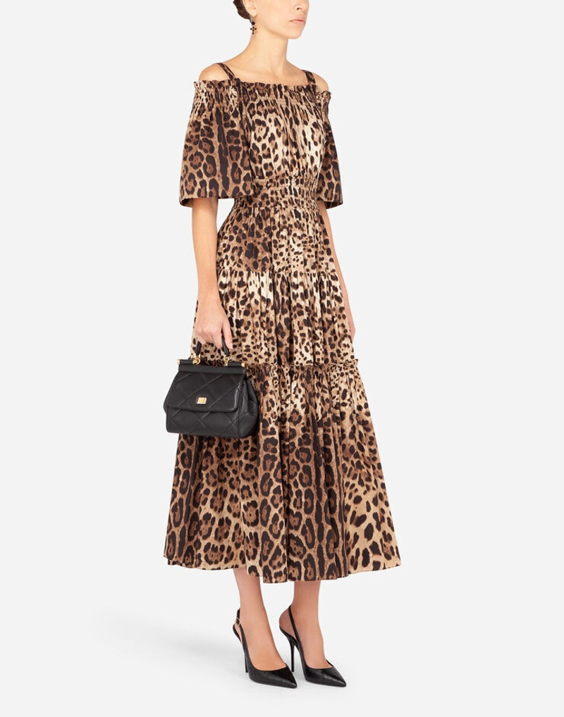 Long leopard-print poplin dress 6