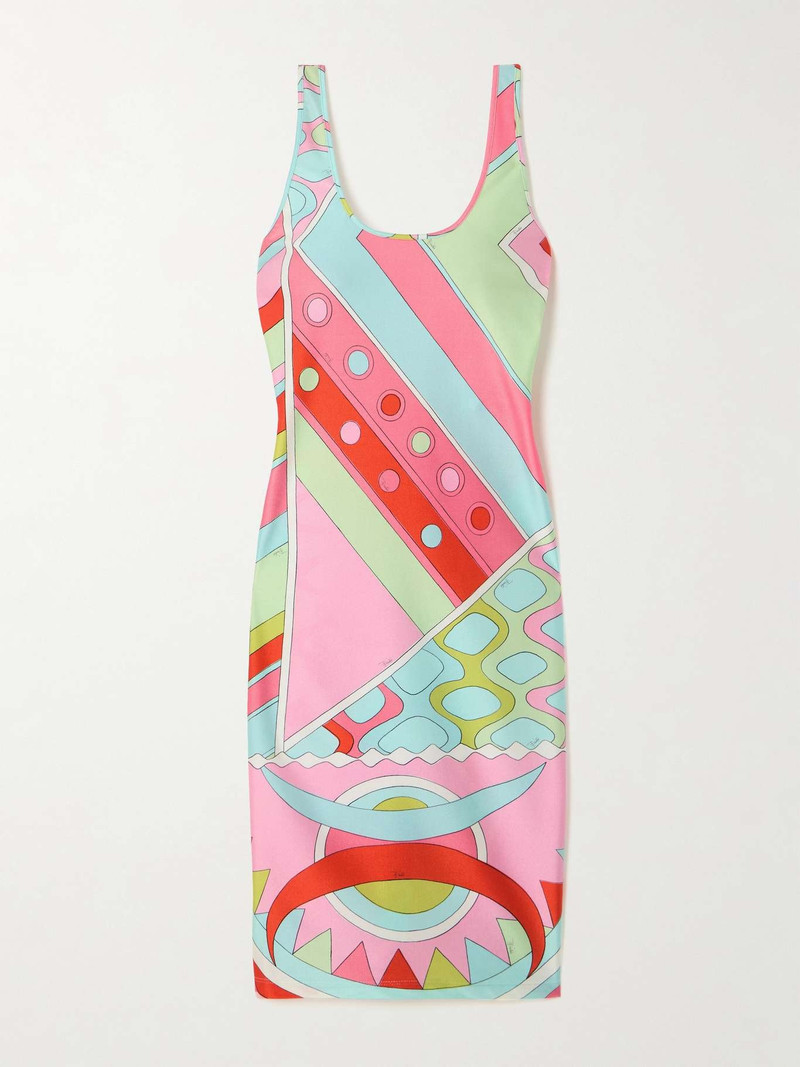 Printed satin-jersey dress 1