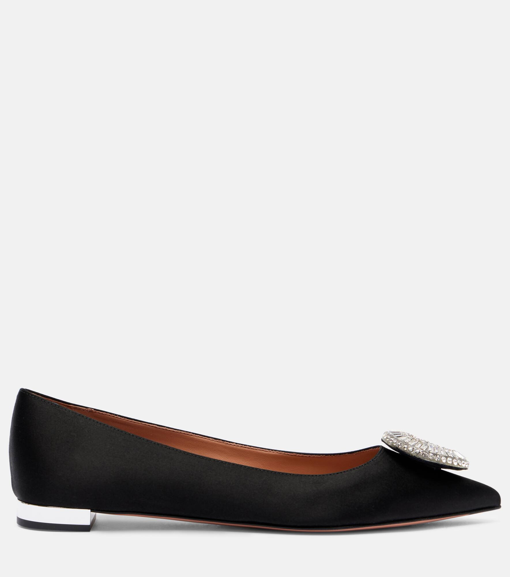 Crystal Hoop satin ballet flats - 4