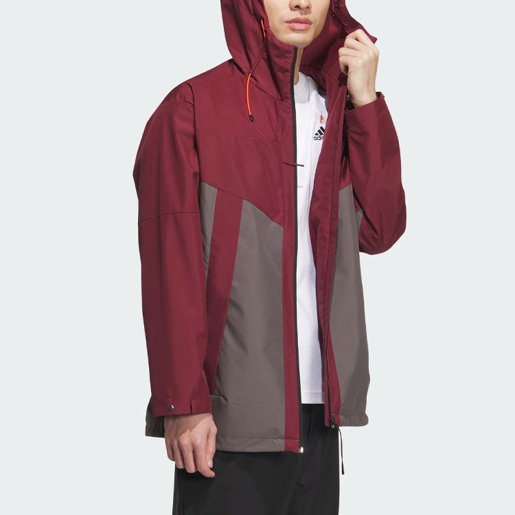 adidas City Escape Blocking Jacket Asia Sizing 'Red Grey' JE8577 - 5