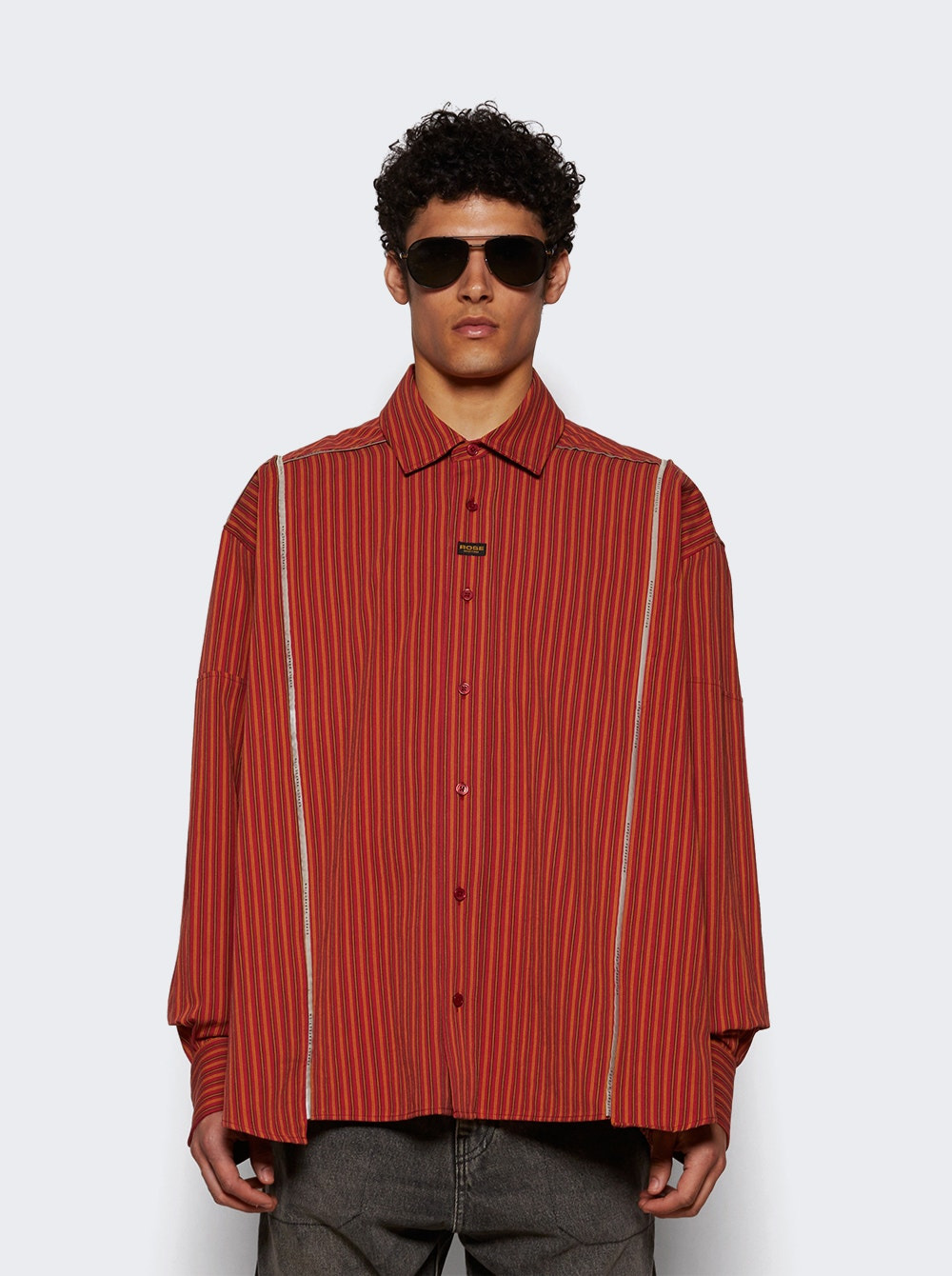 Cut Overshirt Red And Yellow Stripe - 2