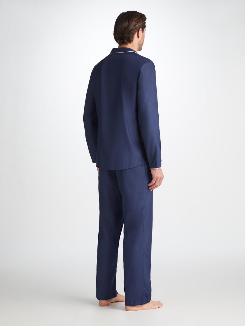 Men's Modern Fit Pyjamas Lombard 6 Cotton Jacquard Navy - 4