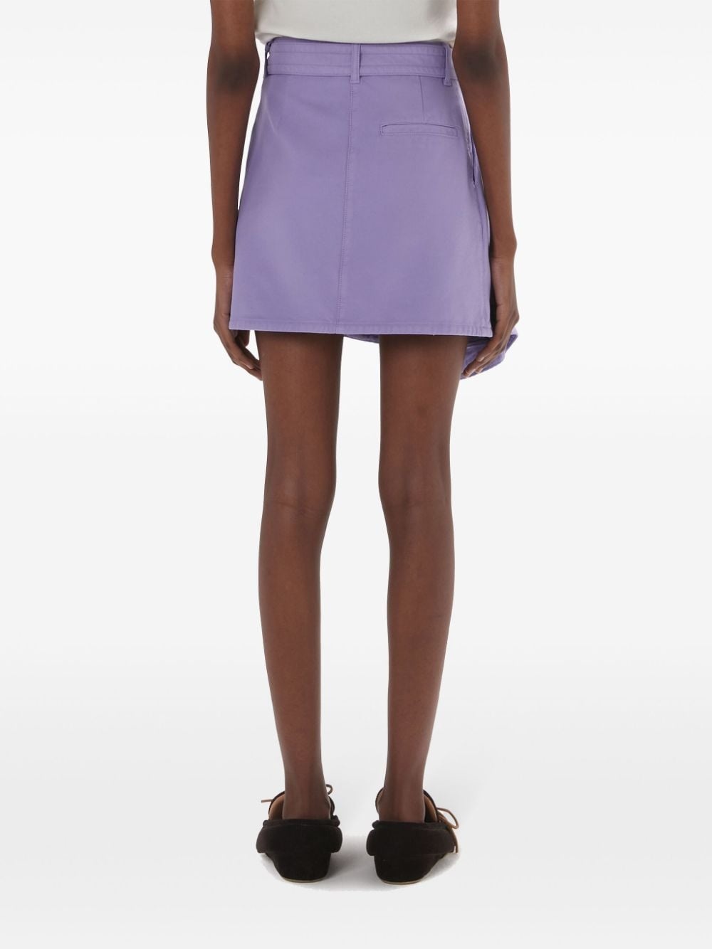 asymmetric draped cotton mini skirt - 4